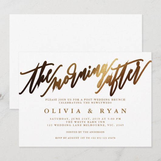 De ochtend na de bruiloft brunch uitnodiging (Voorkant / Achterkant)