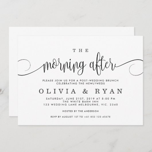 De ochtend na de bruiloft brunch uitnodiging (Voorkant / Achterkant)