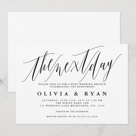 De ochtend na de bruiloft brunch uitnodiging (Voorkant / Achterkant)