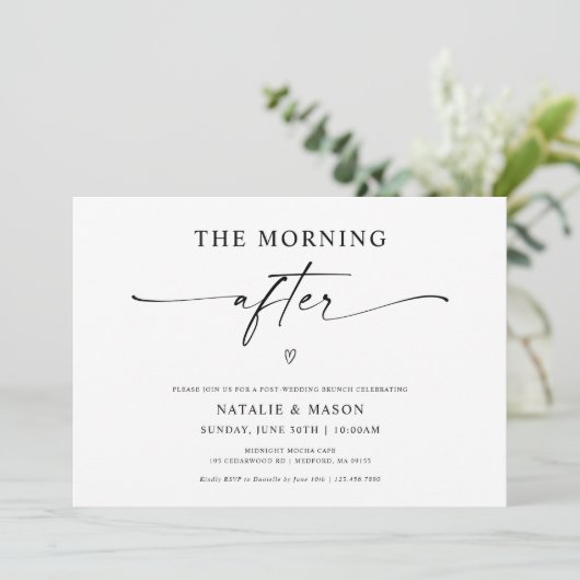 De ochtend na de minimalistische post-bruiloft Bru Kaart (Staand voorkant)