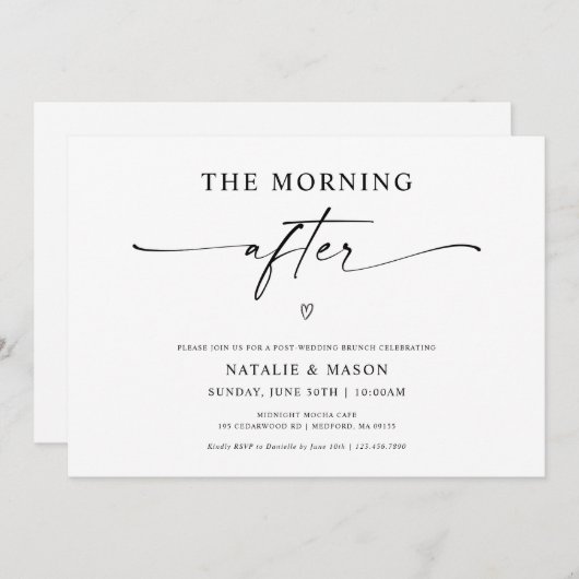 De ochtend na de minimalistische post-bruiloft Bru Kaart (Voorkant / Achterkant)