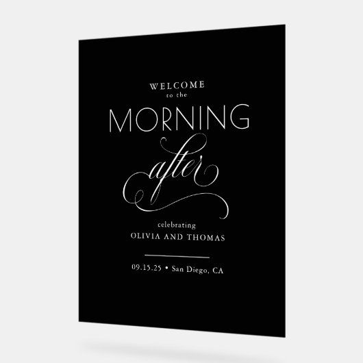 De ochtend na de zwarte bruiloft welkom acryl bord (Hoek)