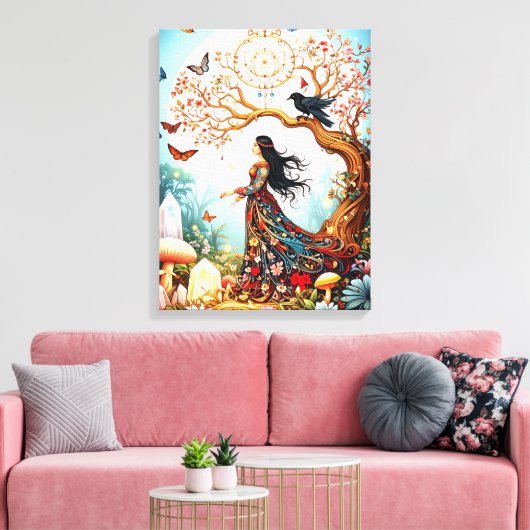 De ochtend van de vlinder canvas afdruk (Insitu (Woonkamer))