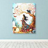 De ochtend van de vlinder canvas afdruk (Insitu (Houten vloer))