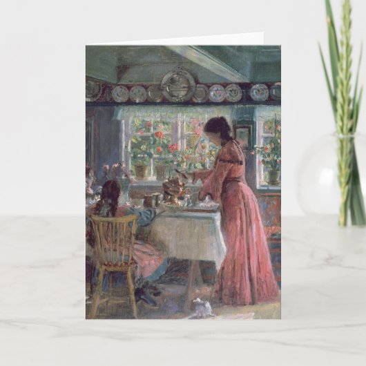 De Ochtendkoffie gieten, 1906 Kaart (Voorkant)