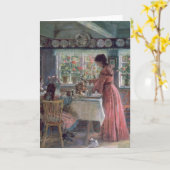 De Ochtendkoffie gieten, 1906 Kaart (Gele Bloem)