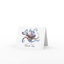 De octopus dankt u kaardt pen en inktillustratie