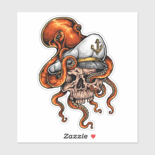 De octopus en de Zee kapitein Sticker (Vel)