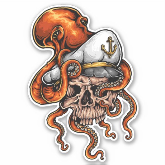 De octopus en de Zee kapitein Sticker (Voorkant)