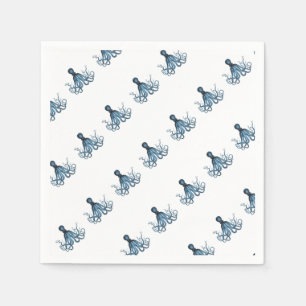 De octopus kraken het zeevaart kustblauw van het servet