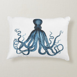 De octopus kraken zeevaart kust oceaanstrandblauw accent kussen
