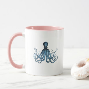 De octopus kraken zeevaart kust oceaanstrandblauw mok