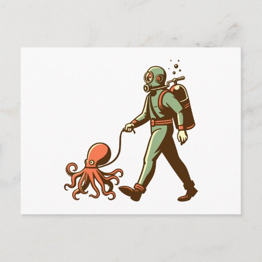 De octopus laten lopen briefkaart (Voorkant)