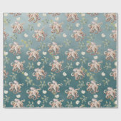 De octopus onder een diepgaand groenboek over het  cadeaupapier (Vlak)