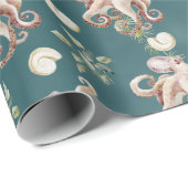 De octopus onder een diepgaand groenboek over het  cadeaupapier (Rol Hoek)