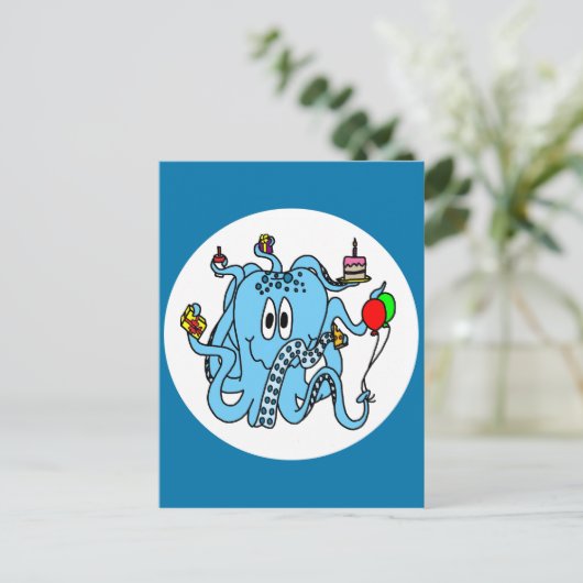 De Octopus van de verjaardag Briefkaart (Staand voorkant)
