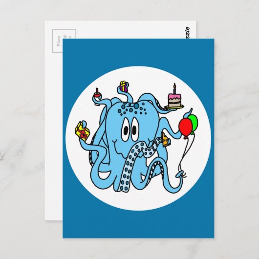 De Octopus van de verjaardag Briefkaart (Voorkant / Achterkant)