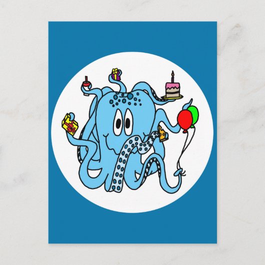 De Octopus van de verjaardag Briefkaart (Voorkant)