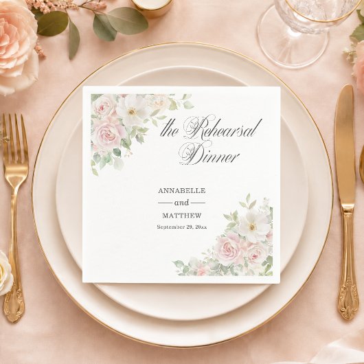 De Oefenavond Dinner Soft Blush Rozen Bruiloft Servet