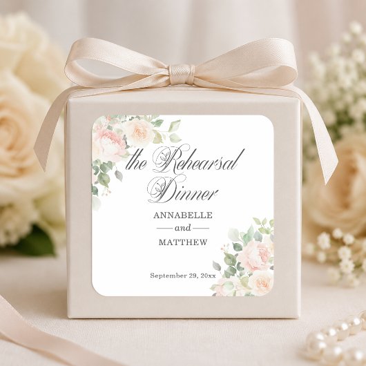 De Oefenavond Dinner Soft Blush Rozen Bruiloft Vierkante Sticker