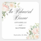 De Oefenavond Dinner Soft Blush Rozen Bruiloft Vierkante Sticker (Voorkant)