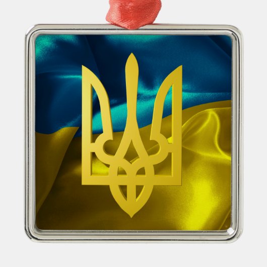 De Oekraïense vlag en de metaal kerstversiering va Metalen Ornament (Voorkant)