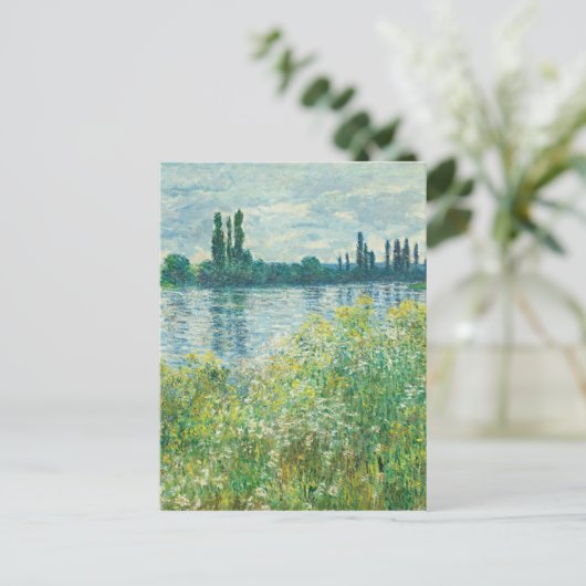 De oevers van de rivier de Seine door Monet Briefkaart (Staand voorkant)