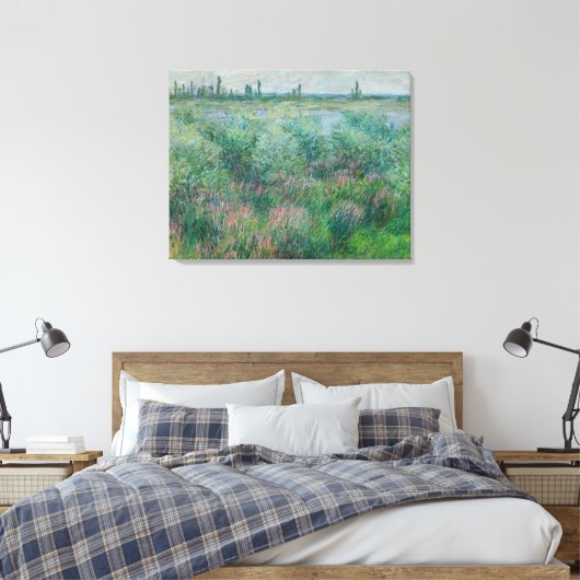 De oevers van de Seine bij Vétheuil, Monet 1881 Canvas Afdruk (Insitu (Slaapkamer))
