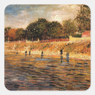 De oevers van de Seine door Vincent van Gogh Vierkante Sticker
