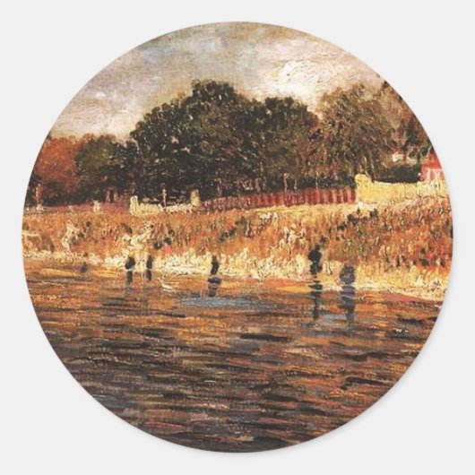De oevers van de Seine, Vincent van Gogh Ronde Sticker (Voorkant)
