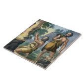 De offers van Kain en Abel, van een bijbelse afdru Tegeltje (Zijkant)