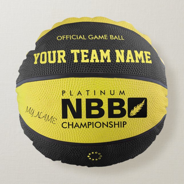 De OFFICIËLE geel-Zwarte van het HOOFDKUSSEN van Rond Kussen (Voorkant)