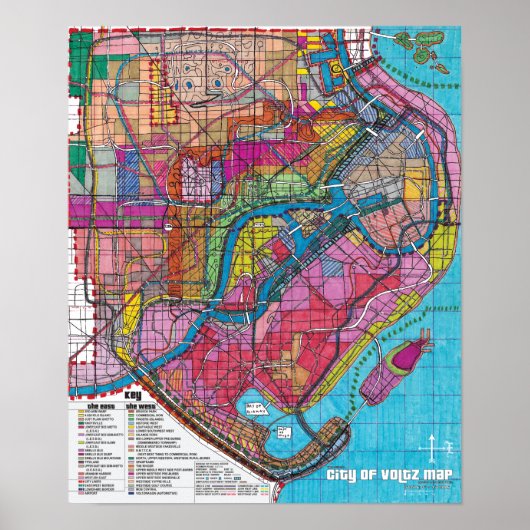 De officiële stad van Voltz Kaart Poster (Voorkant)