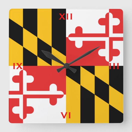 De officiële vlag van de staat Maryland Vierkante Klok (Voorkant)
