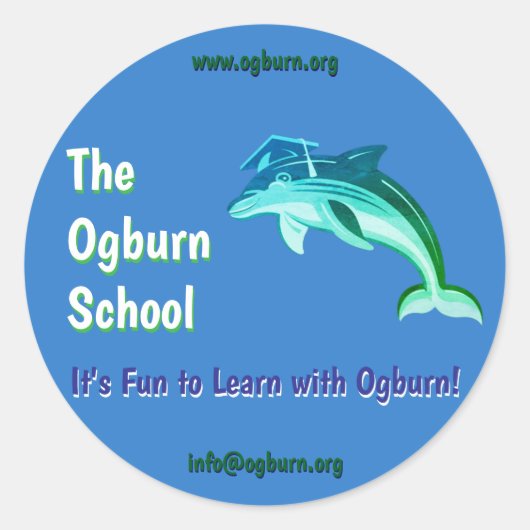 De Ogburn School Dolfijn Mascotte Stickers (Voorkant)
