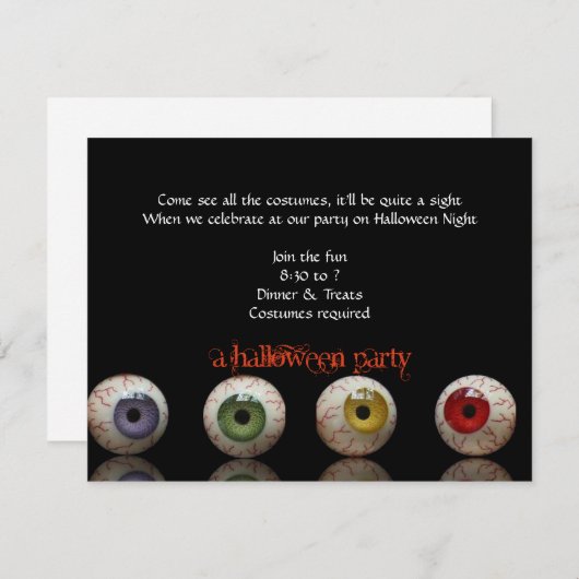 De ogen hebben het! Uitnodiging voor Halloween Par (Voorkant / Achterkant)