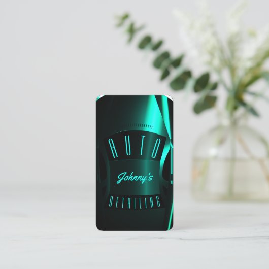 De ogen van de auto zien er blauwgroen stijlvol vi visitekaartje (Staand voorkant)