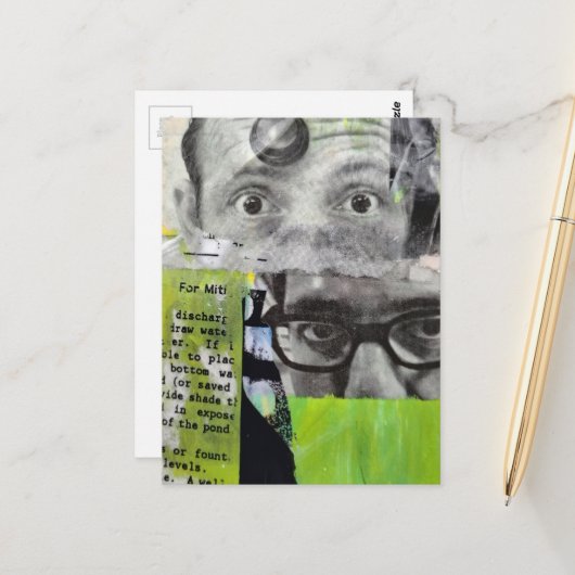 De ogen van de dokter Mixed Media Collage Briefkaart (Voorkant / Achterkant in situ)