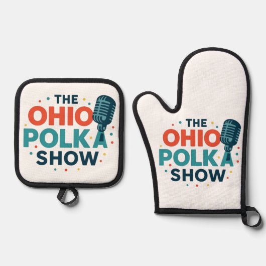 De OHIO Polka Show Ovenwant en Pannenlap Set (Voorkant)