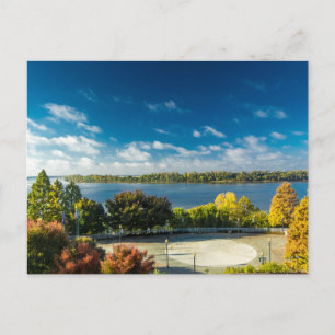 De Ohio-rivier in Evansville, Indiana in Herfst Briefkaart