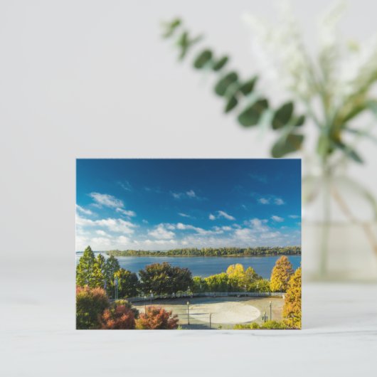 De Ohio-rivier in Evansville, Indiana in Herfst Briefkaart (Staand voorkant)