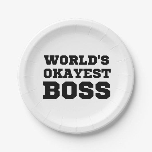 De Okayest Boss van de wereld Papieren Bordje (Voorkant)