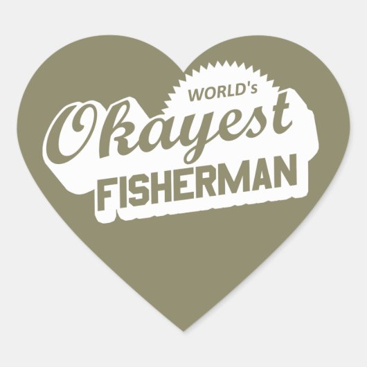De Okayest Fisherman ter wereld Hart Sticker (Voorkant)