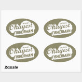 De Okayest Fisherman ter wereld Ovale Sticker (Vel)