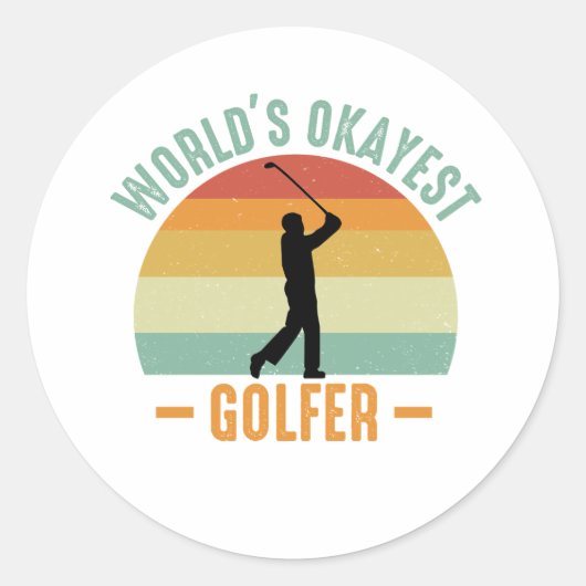 De Okayest Golfer ter wereld Ronde Sticker (Voorkant)