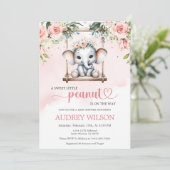 De olifant Baby shower Peanut is in beweging Kaart (Staand voorkant)