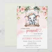 De olifant Baby shower Peanut is in beweging Kaart (Voorkant / Achterkant)
