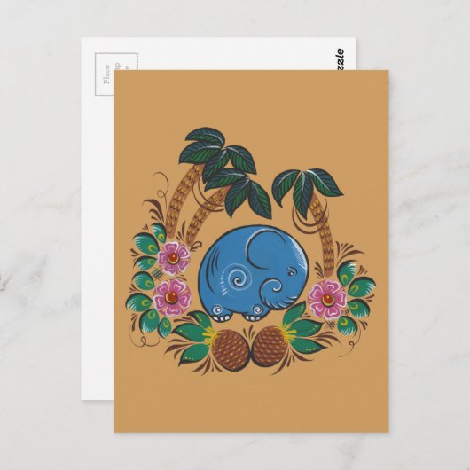 De olifant en ananas briefkaart (Voorkant / Achterkant)