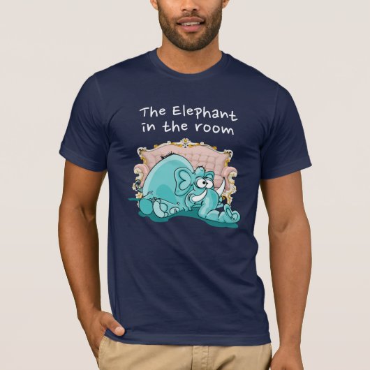 De olifant in de Cartoon van de kamer T-shirt (Voorkant)