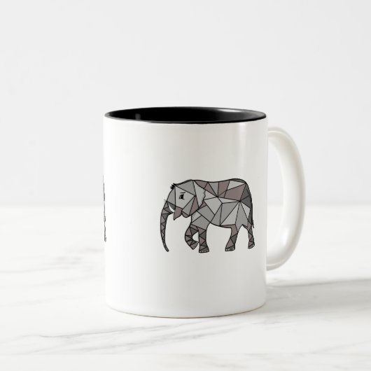 de olifant in trend tweekleurige koffiemok (Voorkant rechts)